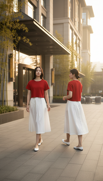 CROP 6616B Round Neck Crop Top 3D knitted Short Sleeves