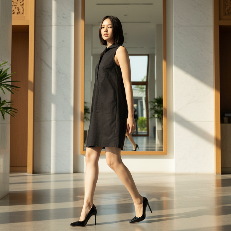 6477D - Sleeveless Shirt Dress