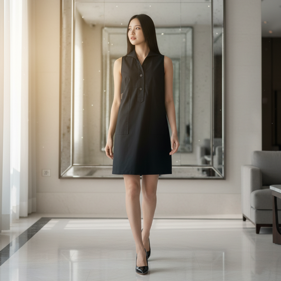 6477D - Sleeveless Shirt Dress