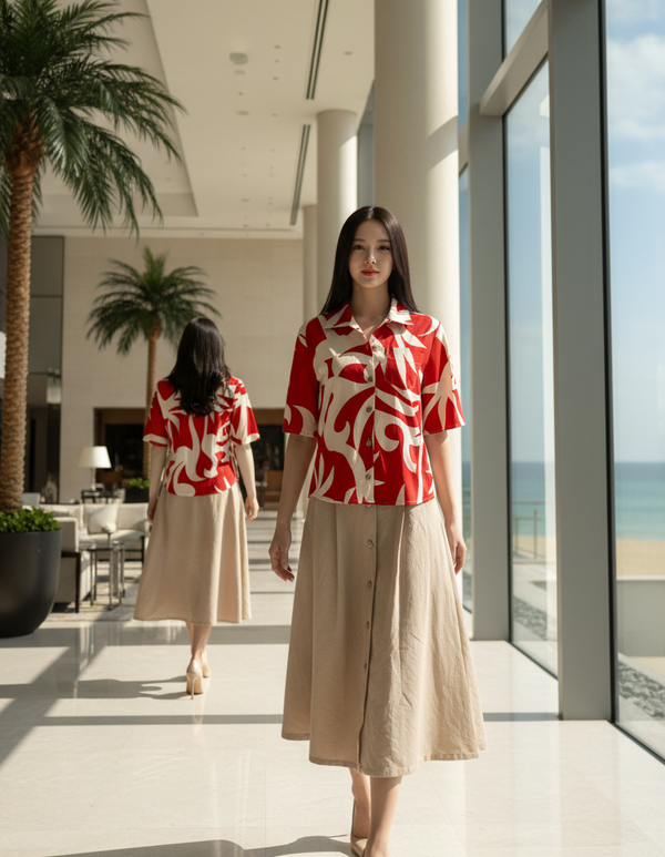 TOP 6694B Hawaii Shirt Loose Fit Short Sleeves