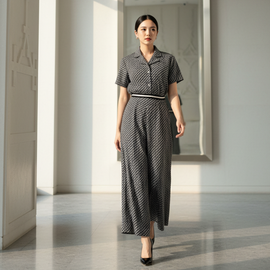 6469P - Straight-Leg Pants with Graphic printing fabric