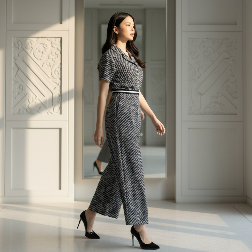 6469P - Straight-Leg Pants with Graphic printing fabric