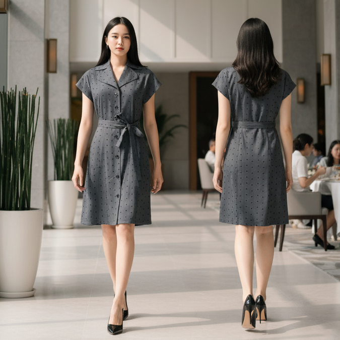 6593D - Shirt Dress with Cute Little Bow