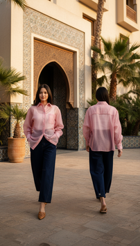 TOP 6656B Chiffon Blouses Shirt Long Sleeves Cruve Hem