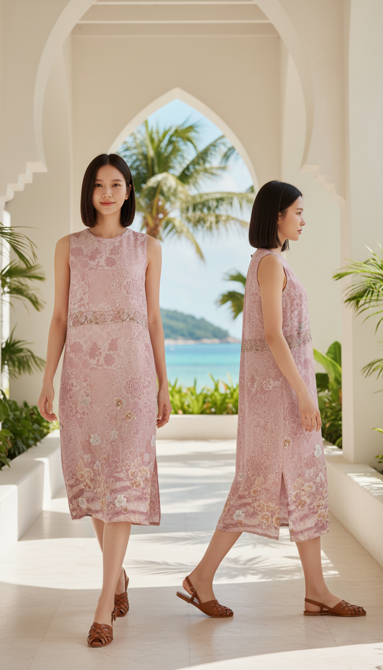 DRESS 6558D - Sleevesless Indian Shift Dress