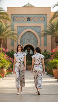 CROP 6785B Cap-Sleeved Satin Crop Top printed Rose pattern