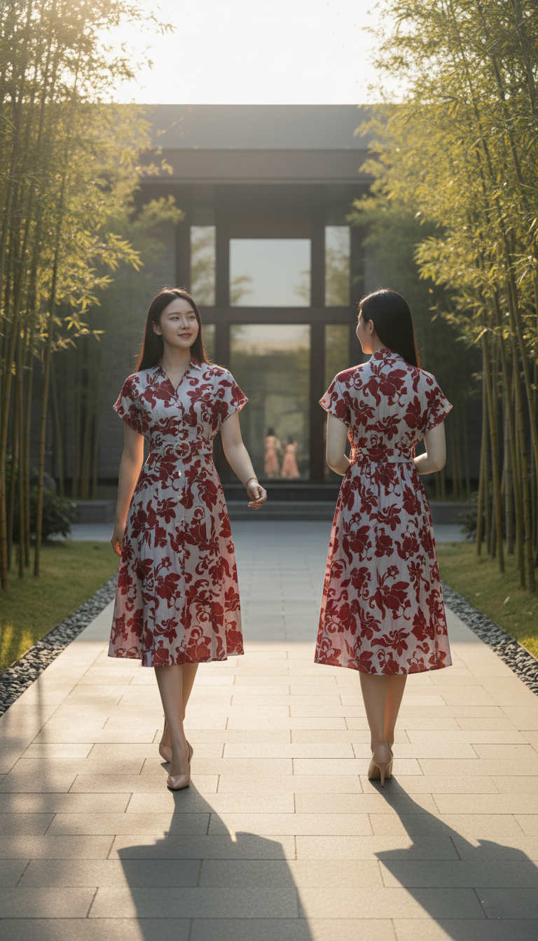DRESS 6611D - CNY Blossoms Shirt Dress Butterfly sleeves