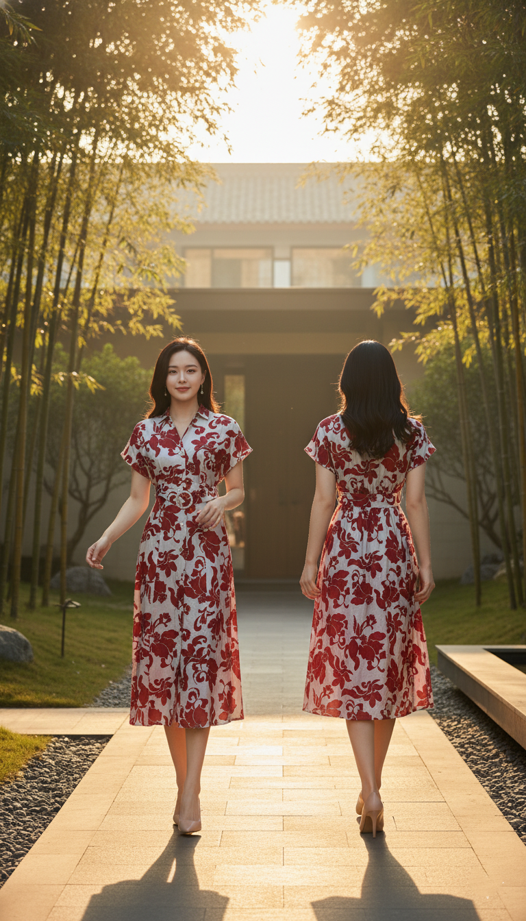 DRESS 6611D - CNY Blossoms Shirt Dress Butterfly sleeves