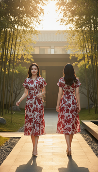 DRESS 6611D - CNY Blossoms Shirt Dress Butterfly sleeves