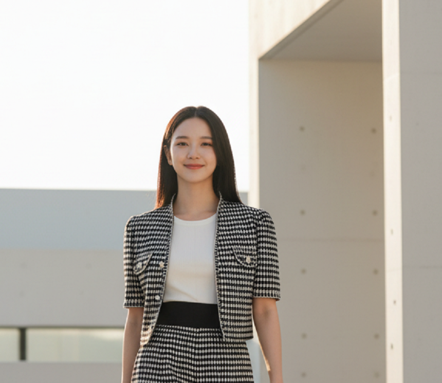 6583J - Round Neck Checkered Shirt Short Sleeves