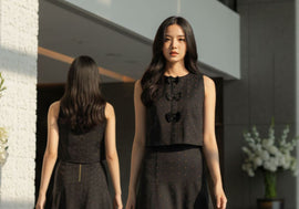 6591B - Round Neck Vest Crop with little bow graphic