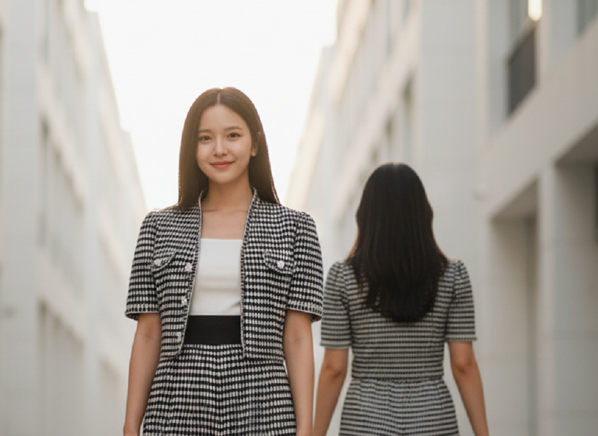 6583J - Round Neck Checkered Shirt Short Sleeves