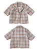 5806B - Women's Shirt Suit Collar Pink Check Short Sleeves