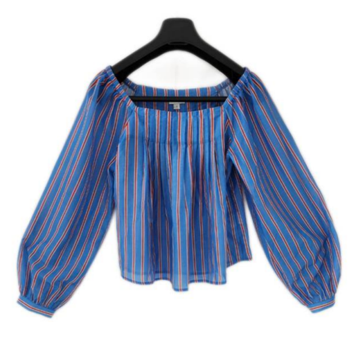 5820ฺB - Chiffon Relaxed Fit Stripes Long Sleeves