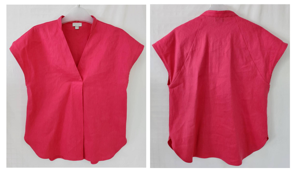 5884ฺB - Linen Shirt Mandarin Collar S/S