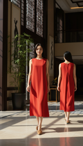 DRESS 6687D - Round Neck Twist Pleat Dress