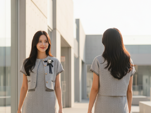 Coats 6581J Crop coat with graphic woven & Black edged petals