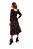 6126D - Floral Fabric Dress with Drawstring Neckline Long Sleeves