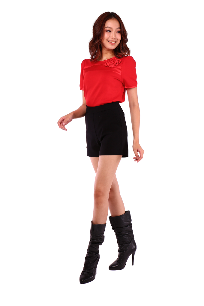 6150B - Ribbon Rose Round Neck Shirt SS