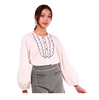 6176B - Lace Ruffled Round Neck Shirt Balloon L/S