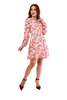 6204D - Autumn Leaf Printed V-Neck Skater Dress Long Sleeves