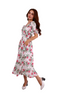 6205D - Pink Rose Printing Smock Dress Balloon Sleeves