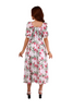 6205D - Pink Rose Printing Smock Dress Balloon Sleeves