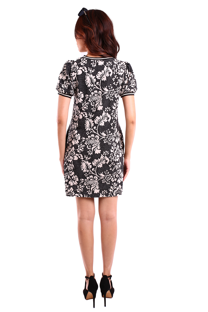 6208D - Shift Dress Round Neck Short Sleeves