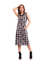 6211D - Flower checkered woven V-Neck Sleeveless Shift Dress