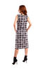 6211D - Flower checkered woven V-Neck Sleeveless Shift Dress