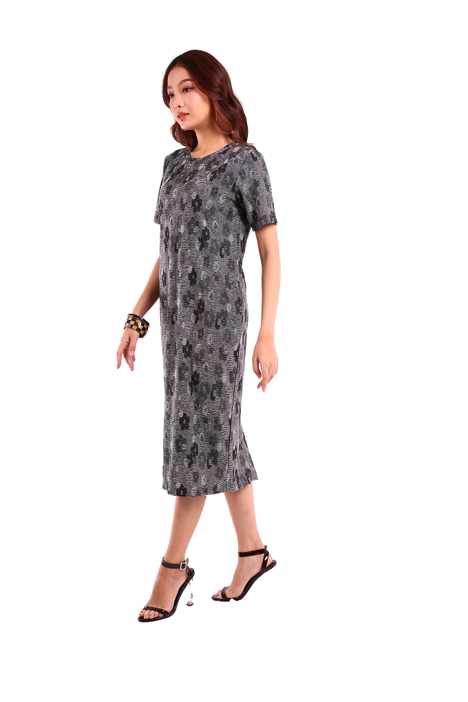 6218D - Round Neck Short Sleeves Pencil Dress
