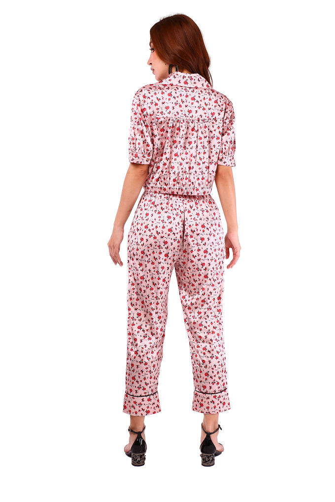 6230B - Rose Printed Notched Shirt