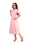 6232D - Pinky Rose V-Neck Swing Dress Puffed Sleeves