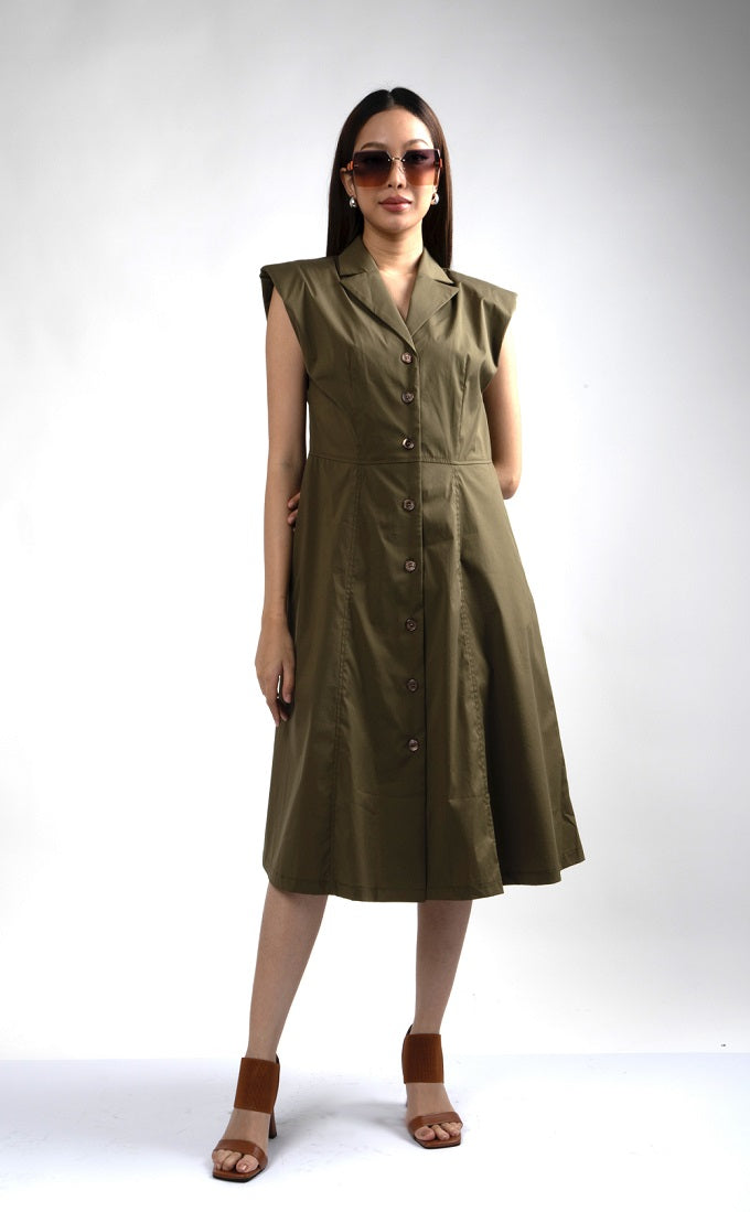 6244D - Suit Collar A-Line Dress