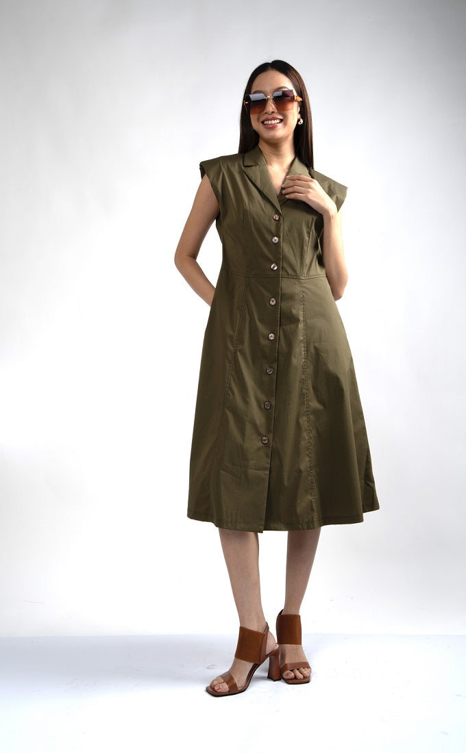 6244D - Suit Collar A-Line Dress
