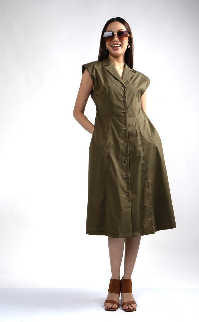 6244D - Suit Collar A-Line Dress