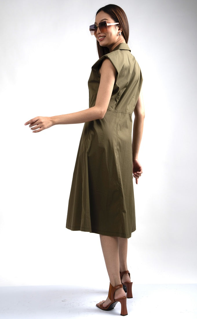 6244D - Suit Collar A-Line Dress