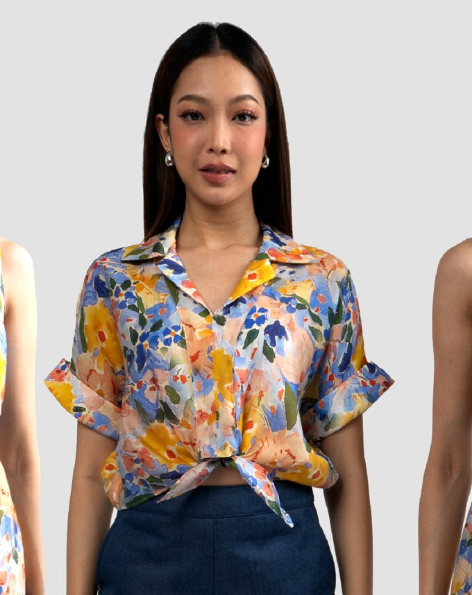 6250B - Crop Shirt Double Folded Cuff Sleeves