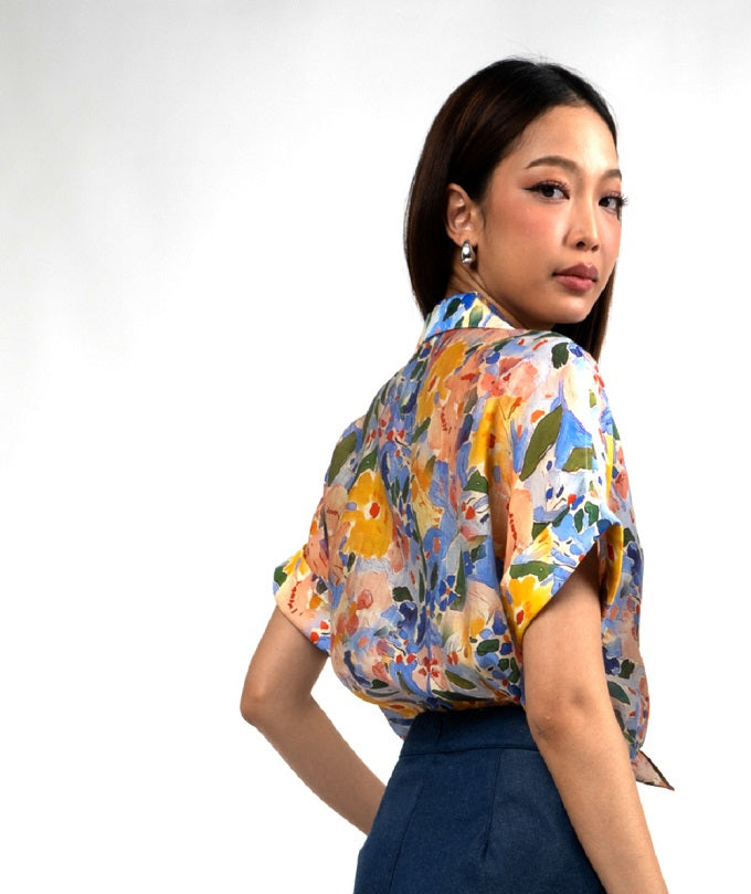6250B - Crop Shirt Double Folded Cuff Sleeves
