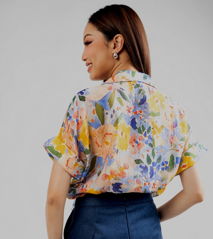 6250B - Crop Shirt Double Folded Cuff Sleeves