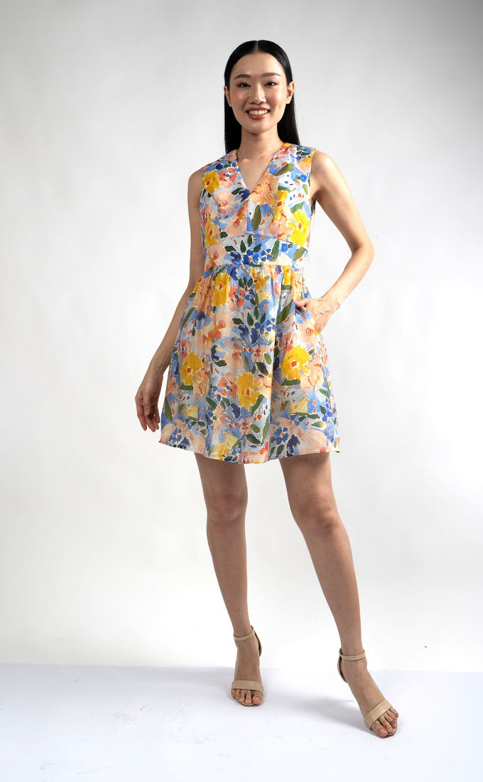 6251D - Sleeveless V-Neck A-Line Summer Dress