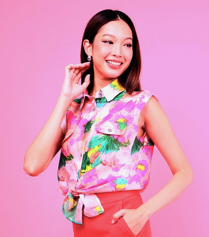 6275B - Blossom Shine Cap Sleeves Shirt