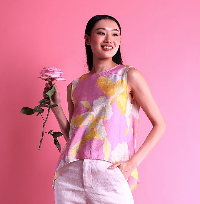 6278B - Round Neck Shirt Sleeveless with Mild Orchids