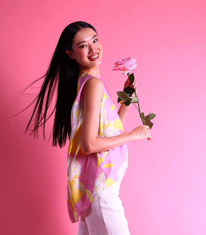 6278B - Round Neck Shirt Sleeveless with Mild Orchids