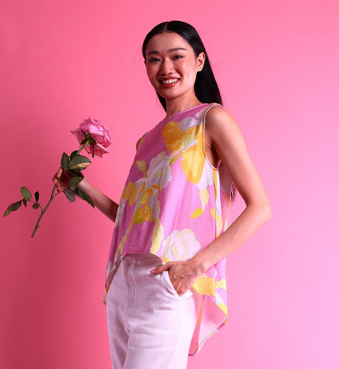 6278B - Round Neck Shirt Sleeveless with Mild Orchids