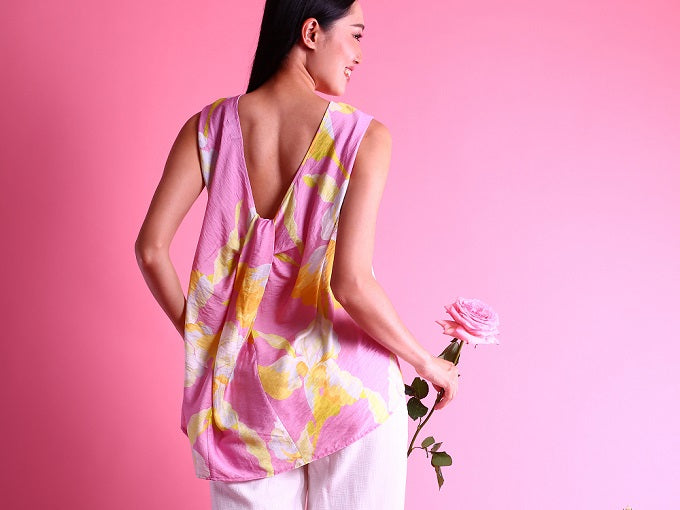 6278B - Round Neck Shirt Sleeveless with Mild Orchids
