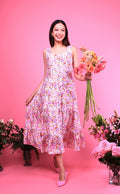 6282D Sun Dress Sleeveless & Square Neck with Multi Pink Floral
