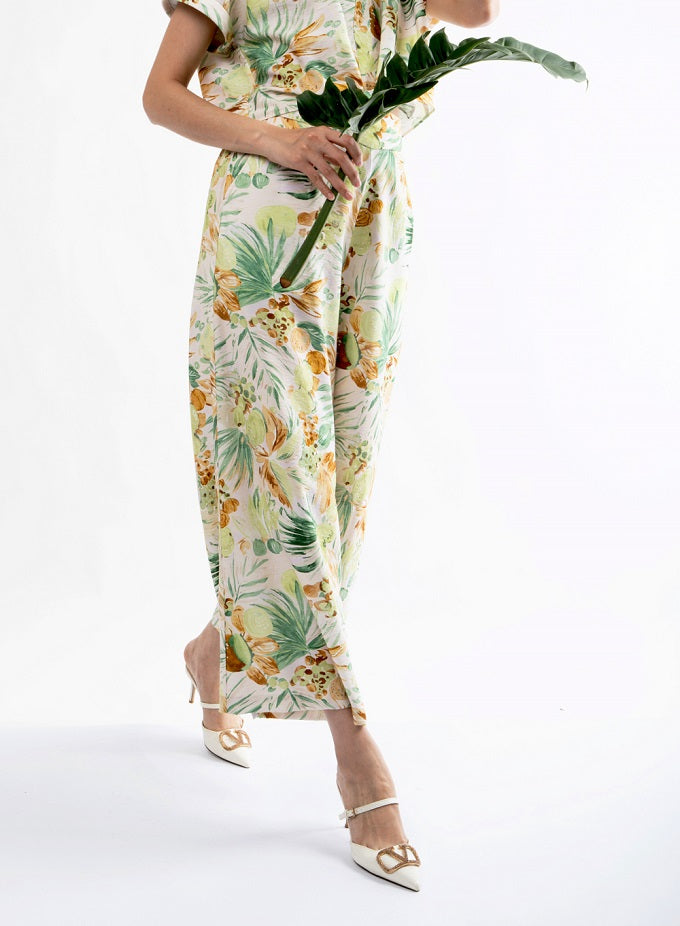 6301P - Culottes Pant Palm Leaf Graphic Print