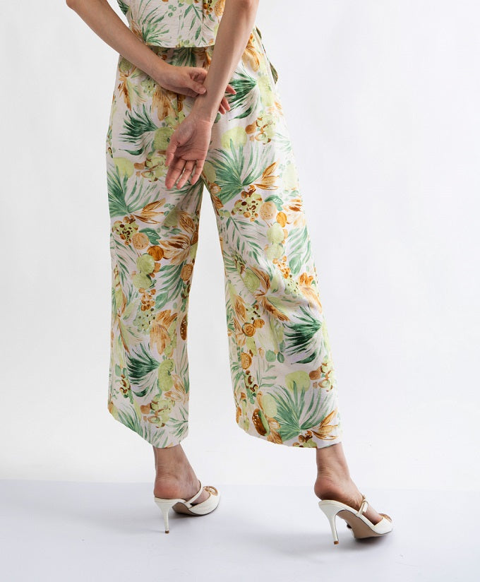 6301P - Culottes Pant Palm Leaf Graphic Print