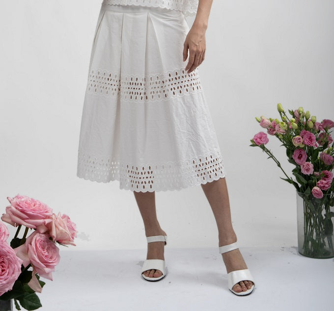 6315K - A-Line Lace Round Twisted Pleats Skirt